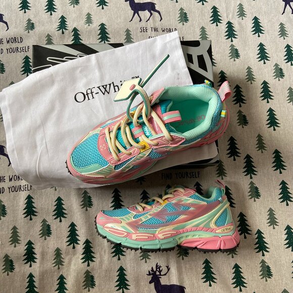 Off-White Pink Rubber Arrow Breathable Mesh Sneakers - Picture 1 of 6